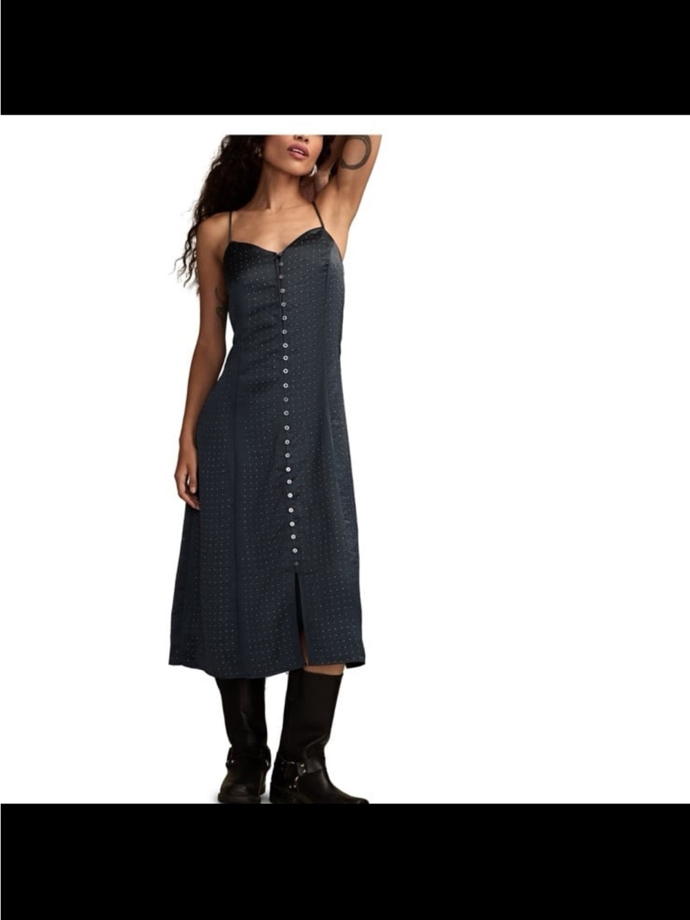 NWT lucky brand women’s sparkle midi sleeveless blue dress size XL